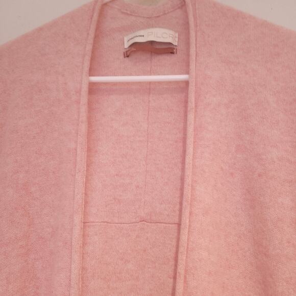 Pilcro Anthro Pink 100% Cashmere Pink Open Front Long-Line Mafalda Cardigan Sz S - Picture 3 of 9